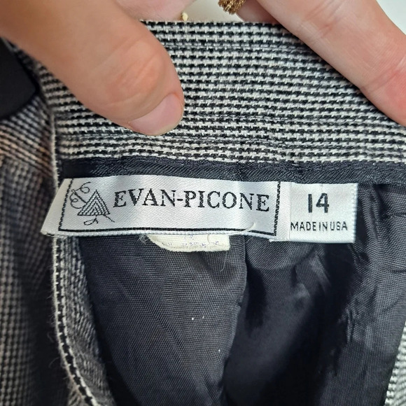 Vintage Evan-Picone Black White Wool Lined Classy Feminine Midi Skirt Size 8 - Picture 5 of 7